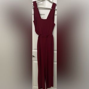Vetta Capsule Two Piece Apron Jumpsuit in Burgundy, size 8